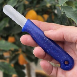 Bandstaal mes blauw ronde top