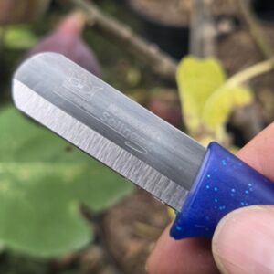 Bandstaal mes blauw ronde top